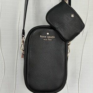 Kate Spade Black Pebbled Crossbody Bag with Pouch